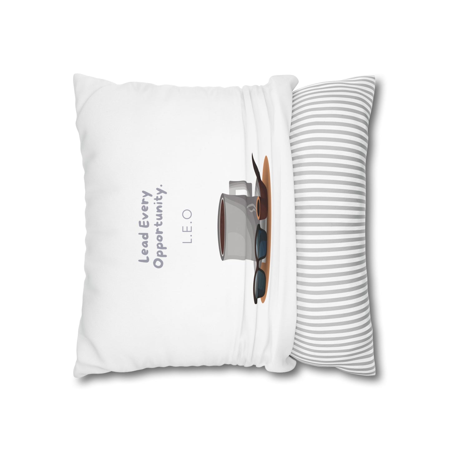 Personalized Initial Quote Coffee and Sunglasses — Custom Sayings on Square Poly Canvas Pillowcase