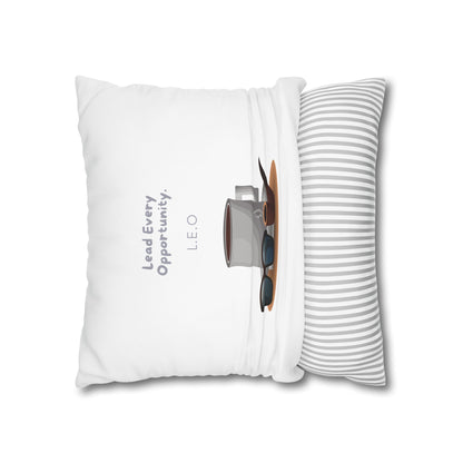 Personalized Initial Quote Coffee and Sunglasses — Custom Sayings on Square Poly Canvas Pillowcase