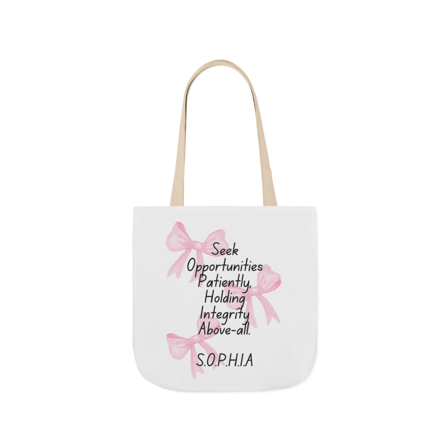 Personalized Initial Quote Pink Bow Canvas Tote Custom Name