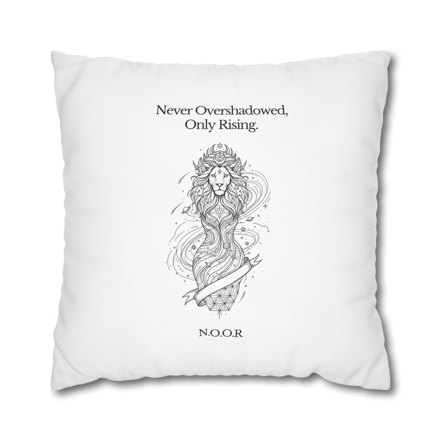 Personalized Initial Quote Girl Lion — Custom Sayings on Square Poly Canvas Pillowcase