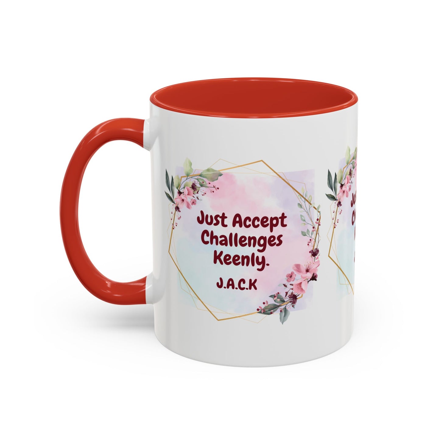 Personalized Floral Frame Accent Coffee Mug