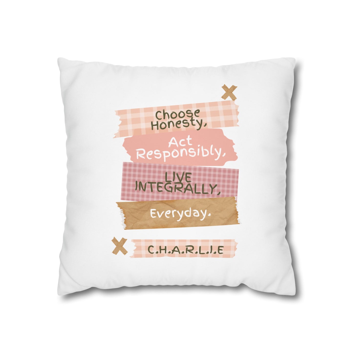 Personalized Initial Quote Note Steps — Custom Sayings on Square Poly Canvas Pillowcase