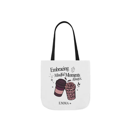 Personalized Initial Quote Coffee Cup Canvas Tote Custom Name
