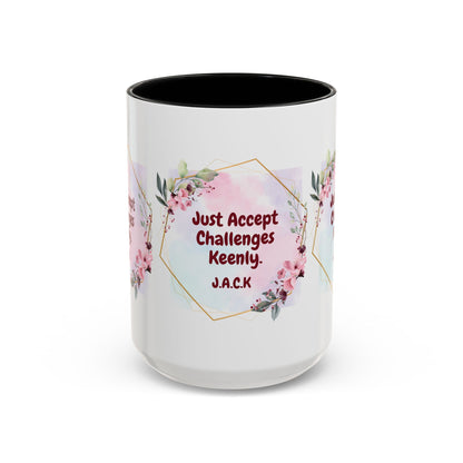 Personalized Floral Frame Accent Coffee Mug