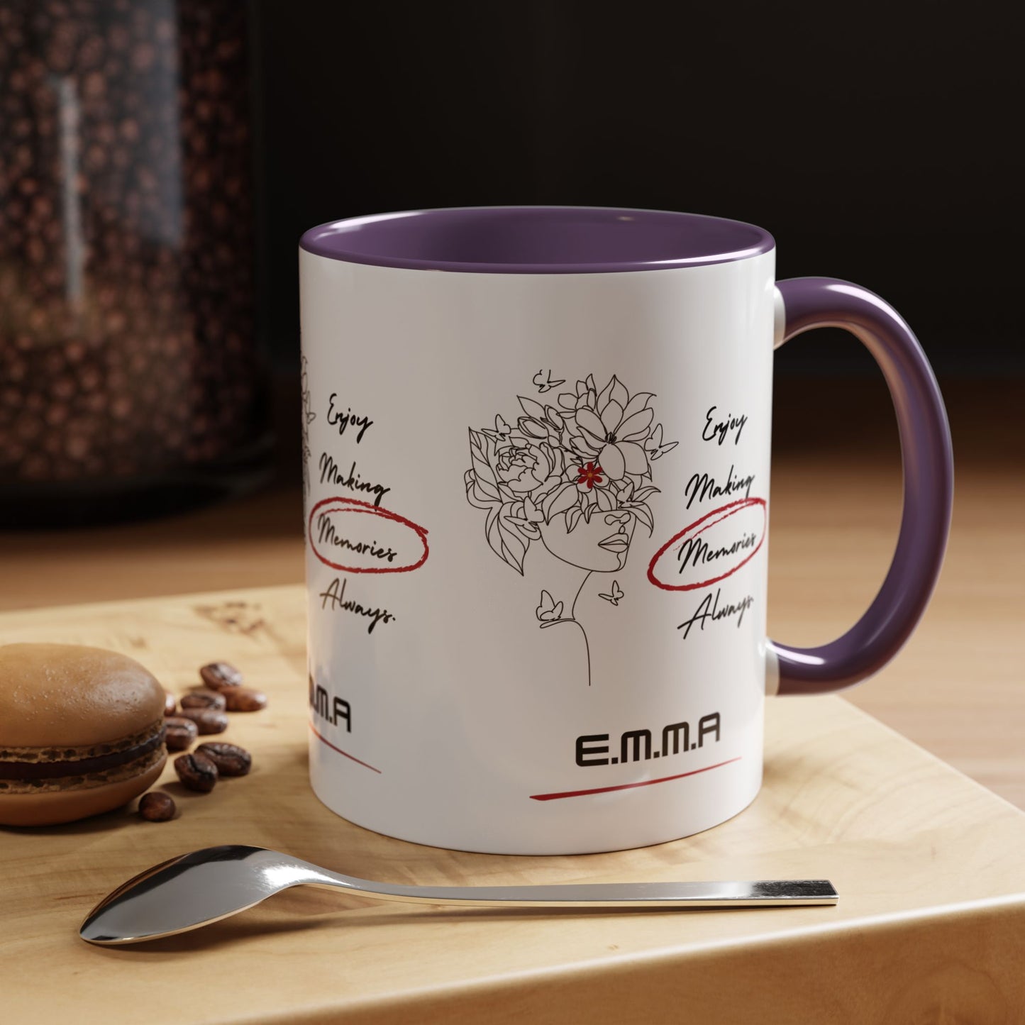 Personalized Initial Floral Girl Accent Coffee Mug