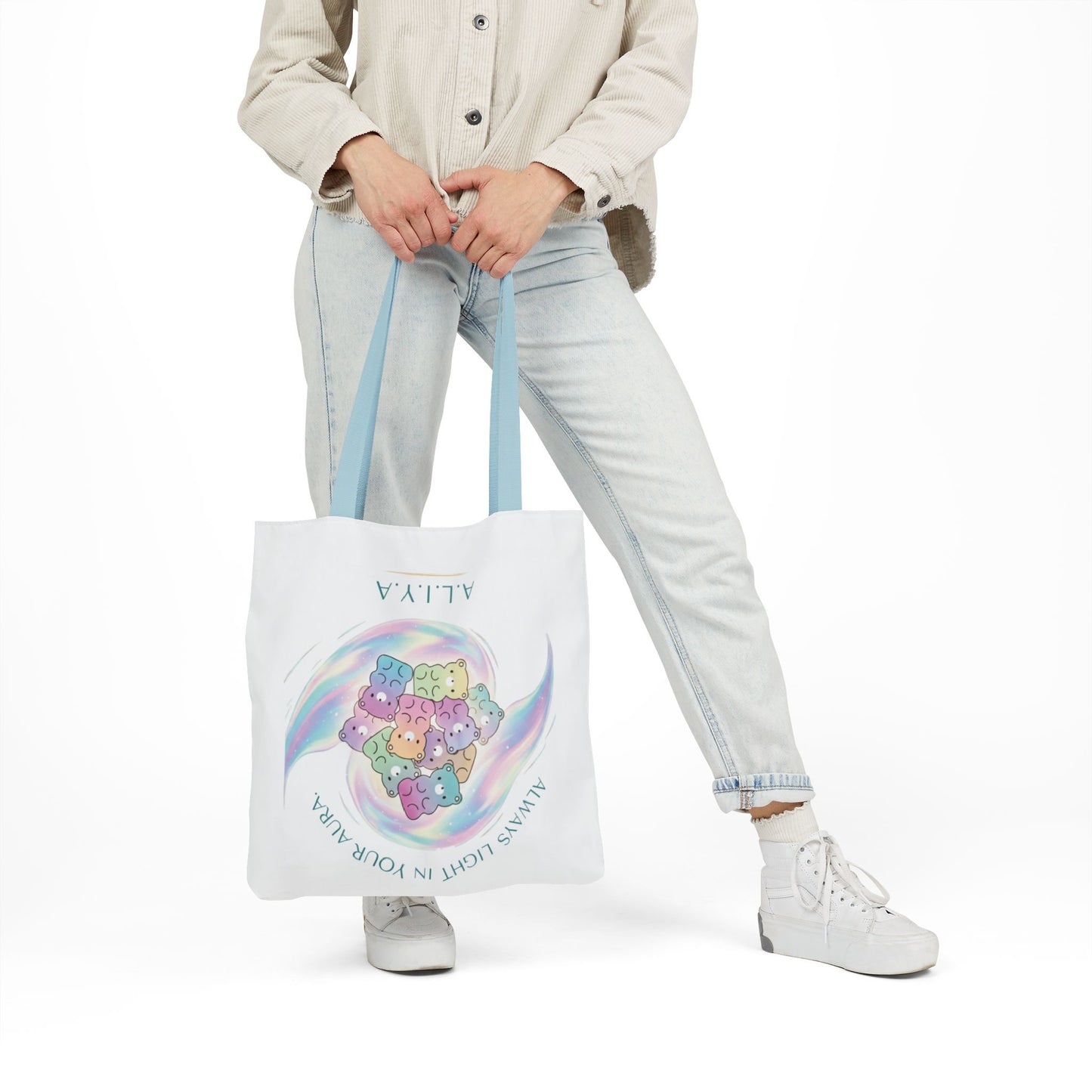 Personalized Initial Quote Pastel Cloud Canvas Tote Custom Name