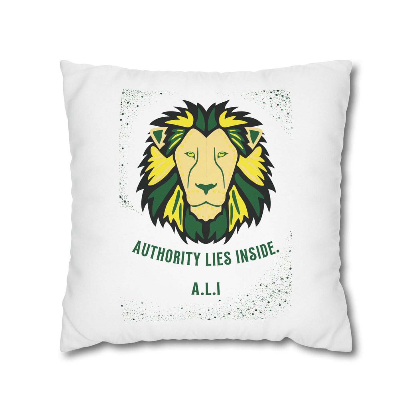 Personalized Initial Quote Lion — Custom Sayings on Square Poly Canvas Pillowcase