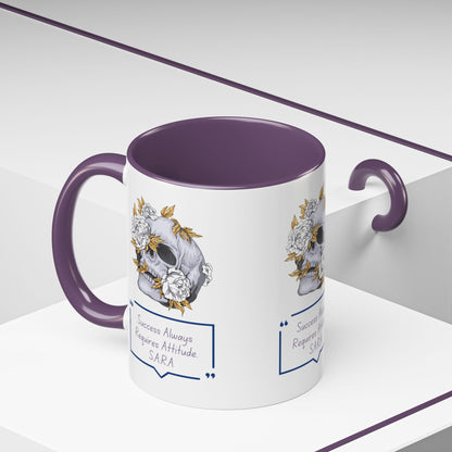 Personalized Initial Floral Skull Accent Coffee Mug