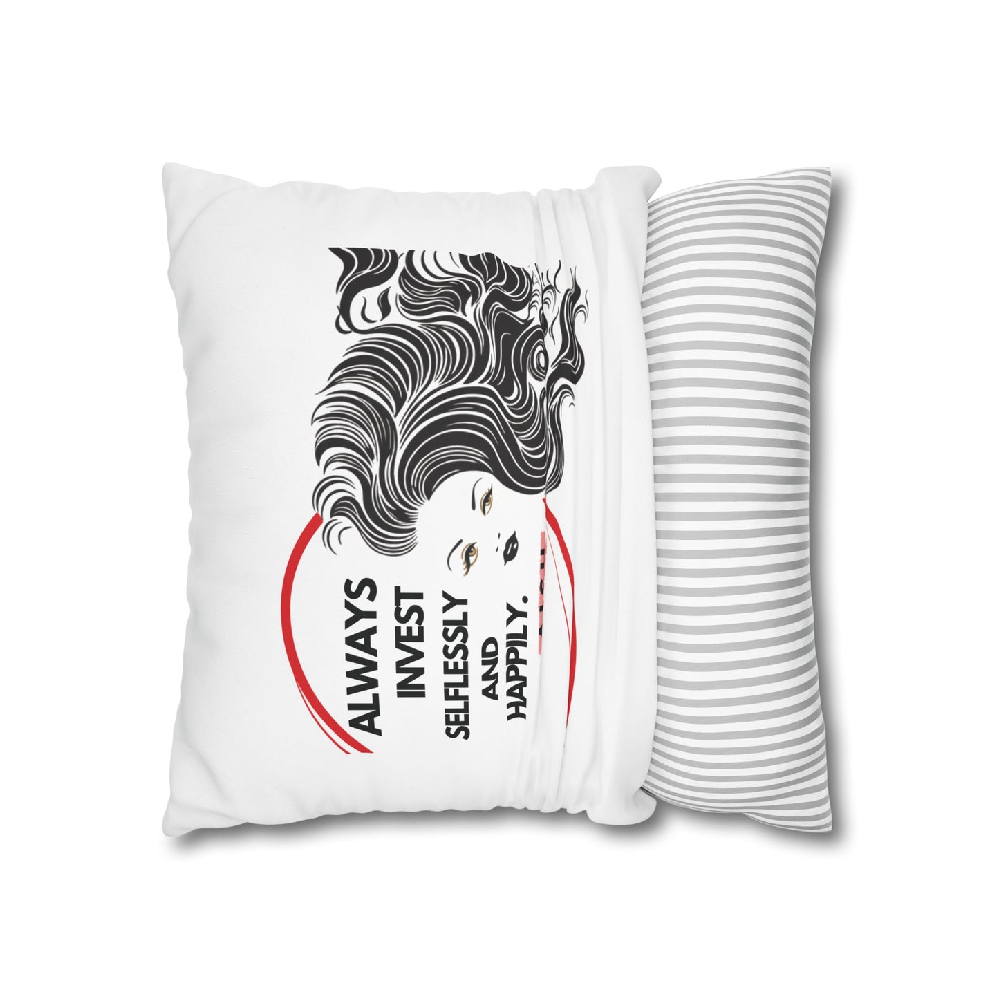 Personalized Initial Quote Inspirational Girl — Custom Sayings on Square Poly Canvas Pillowcase