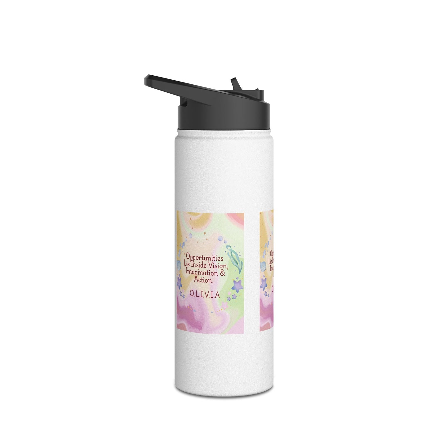 Personalized Initial Quote Ocean Theme Stainless Steel Water Bottle