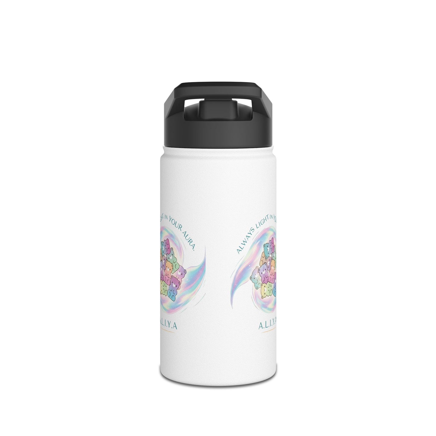 Personalized Initial Pastel Bear Stainless Steel Water Bottle