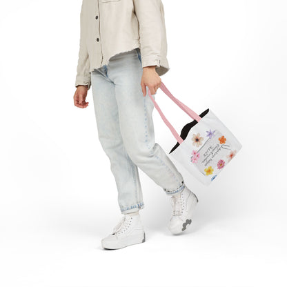 Personalized Initial Quote Floral Clip Canvas Tote Custom Name