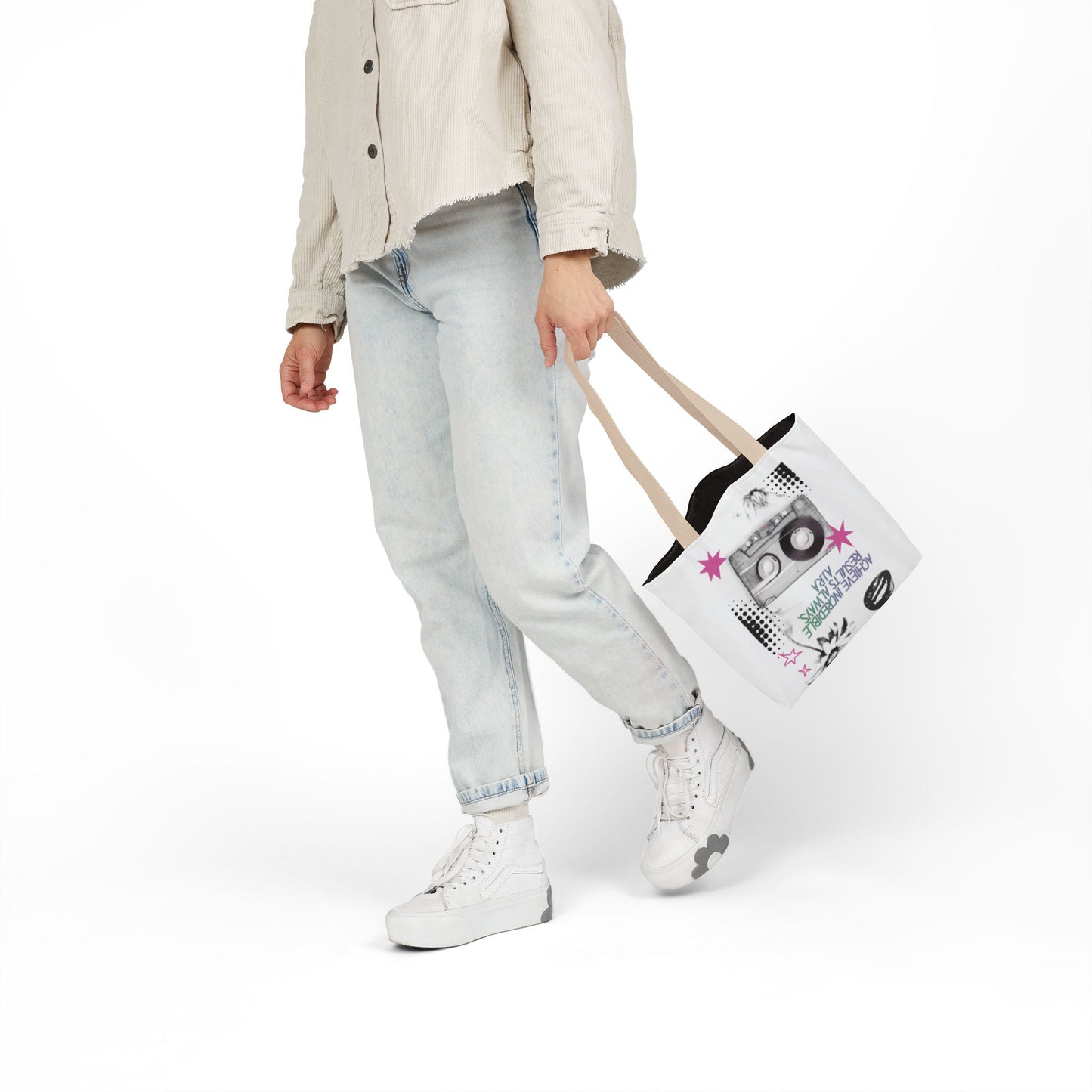 Personalized Initial Quote Cassette Vibes Canvas Tote Custom Name