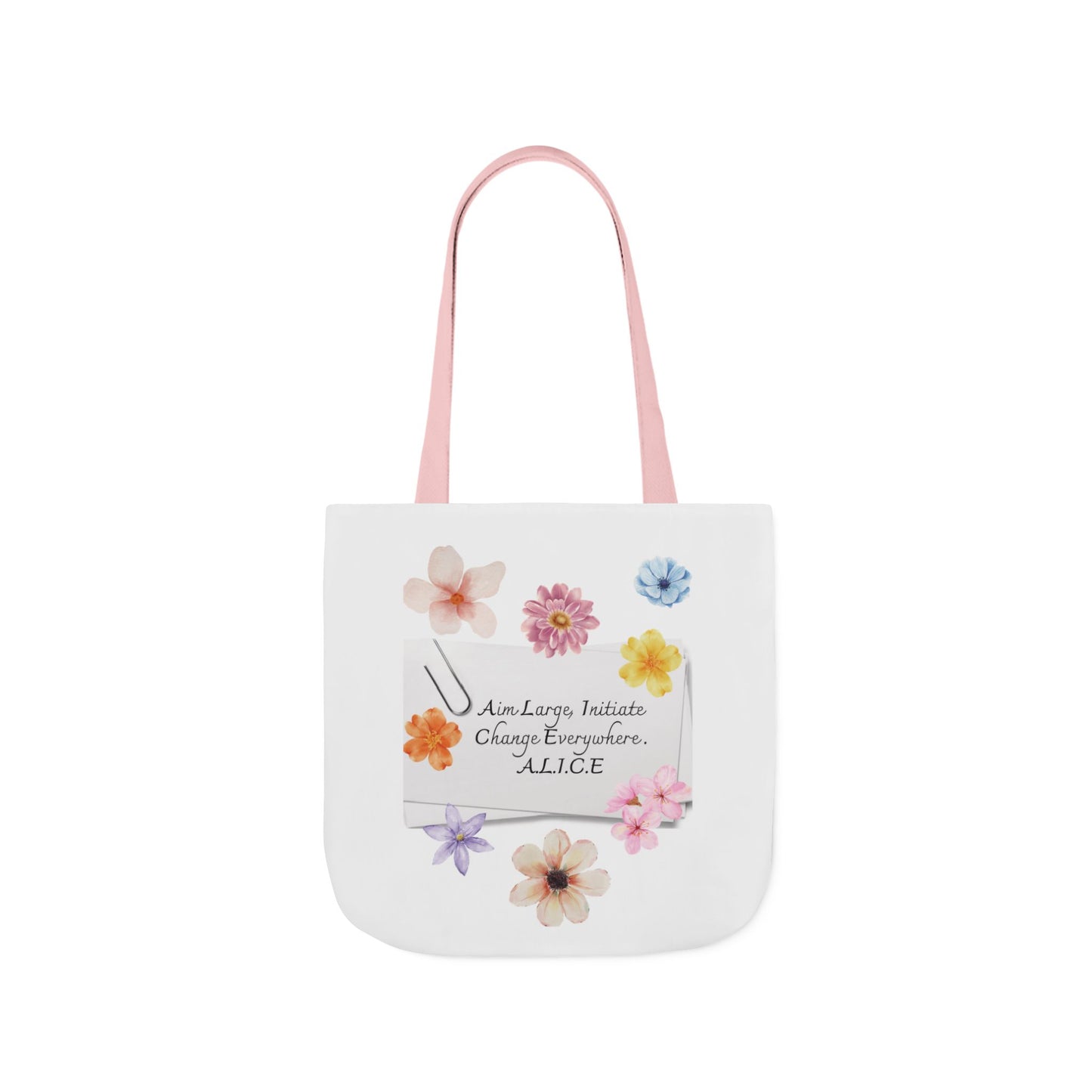 Personalized Initial Quote Floral Clip Canvas Tote Custom Name