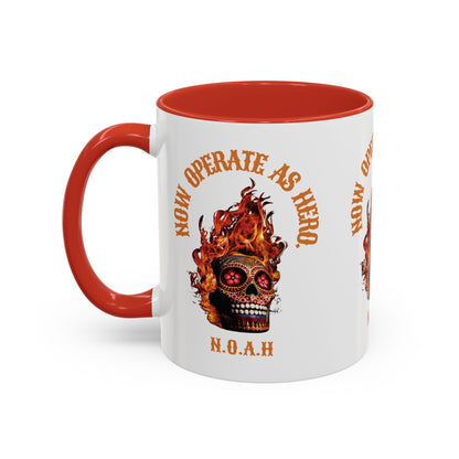 Personalized Initial Fire Skull Accent Coffee Mug
