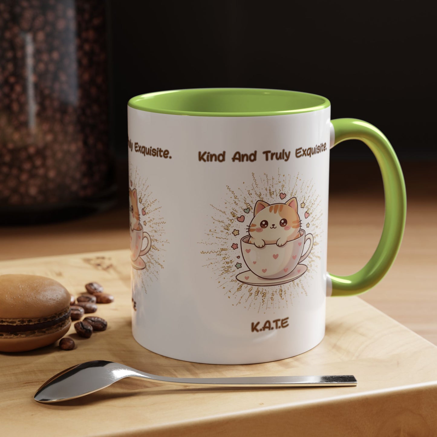 Personalized Initial Exquisite Cat Accent Coffee Mug
