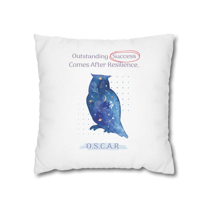 Personalized Initial Quote Galaxy Owl — Custom Sayings on Square Poly Canvas Pillowcase