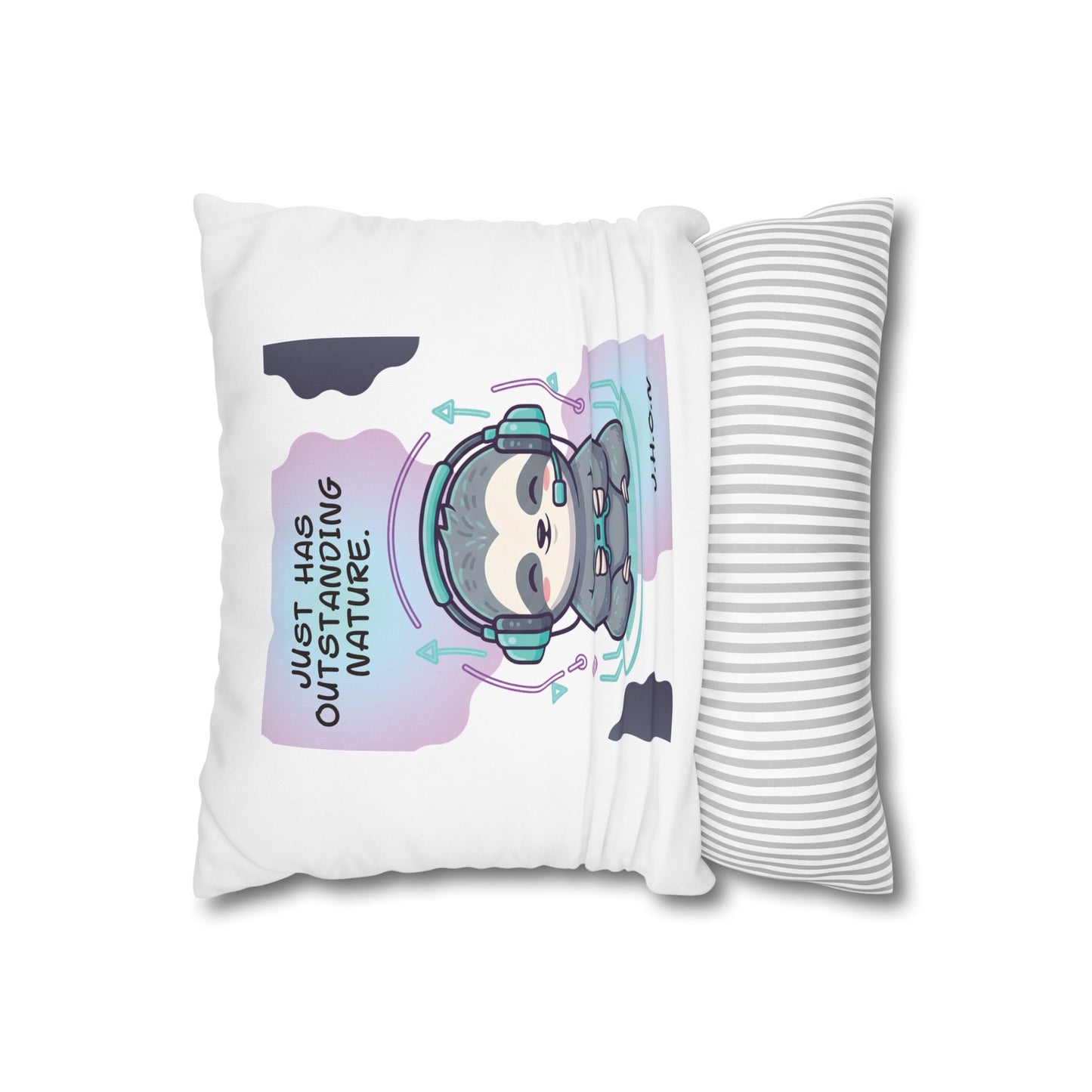 Personalized Initial Quote Sloth Gamer — Custom Sayings on Square Poly Canvas Pillowcase