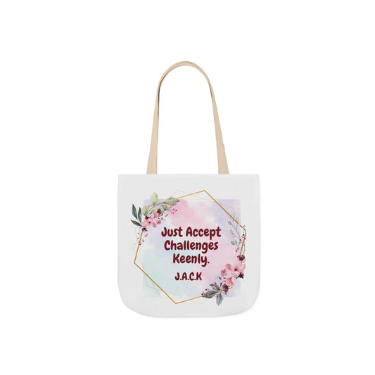 Personalized Initial Quote Floral Frame Canvas Tote Custom Name