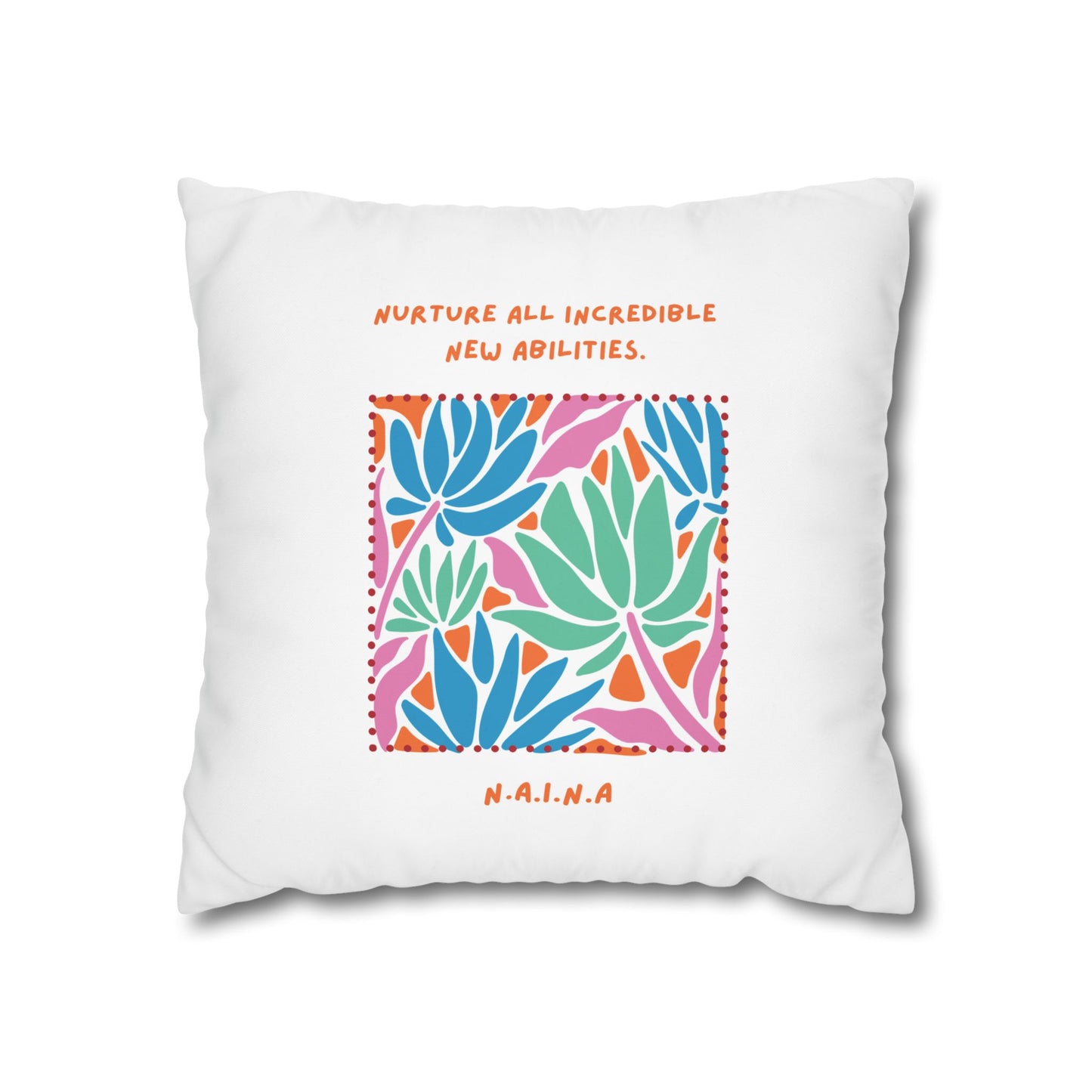 Personalized Initial Quote Floral Momentum — Custom Sayings on Square Poly Canvas Pillowcase