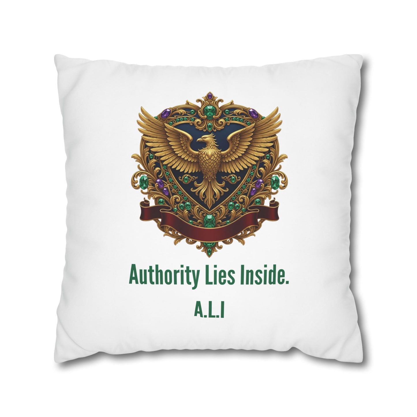 Personalized Initial Quote Eagle — Custom Sayings on Square Poly Canvas Pillowcase