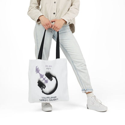 Personalized Initial Quote Headphones Canvas Tote Custom Name