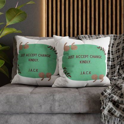 Personalized Initial Quote Oval Note — Custom Sayings on Square Poly Canvas Pillowcase