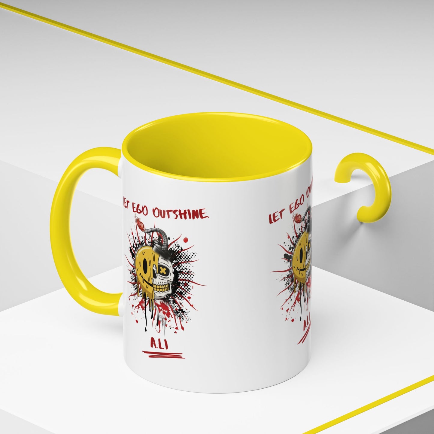 Personalized Split Smile Skull Accent Coffee Mug