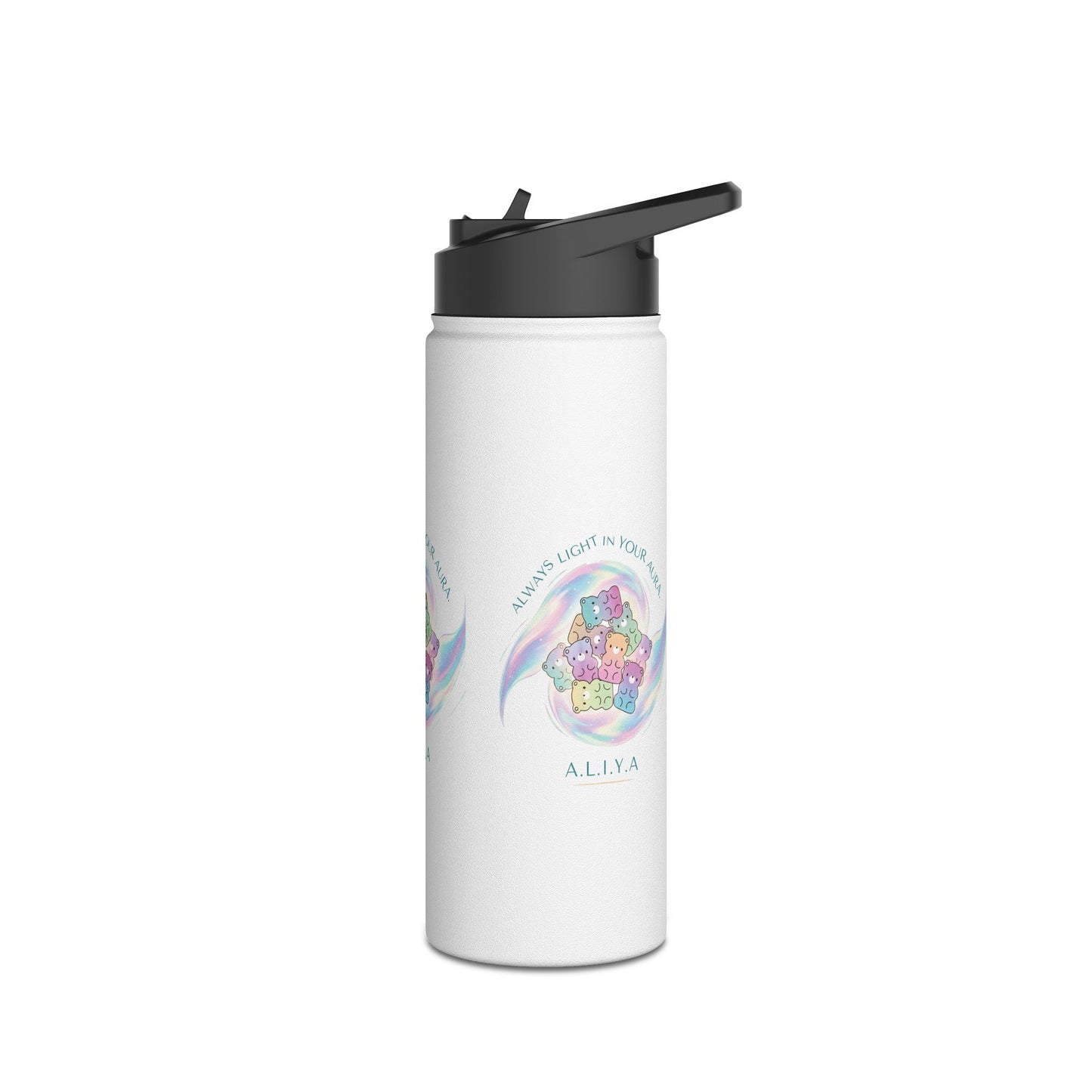 Personalized Initial Pastel Bear Stainless Steel Water Bottle