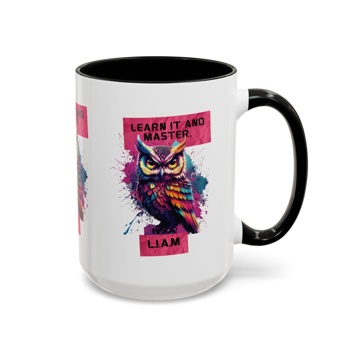 Personalized Initial Owl Accent Coffee Mug