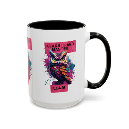 Personalized Initial Owl Accent Coffee Mug