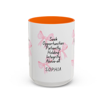 Personalized Pink Bow Accent Coffee Mug