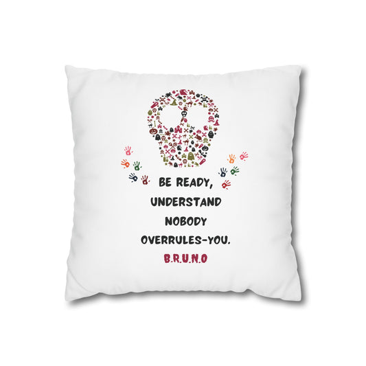 Customized monogrammed pillowcase with personalized quote. High-quality poly canvas square cushion cover, ideal for housewarming, wedding, or anniversary gifts with bespoke text.