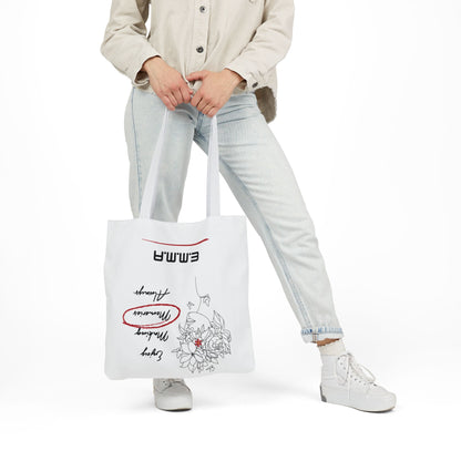 Personalized Initial Quote Floral Girl Canvas Tote Custom Name