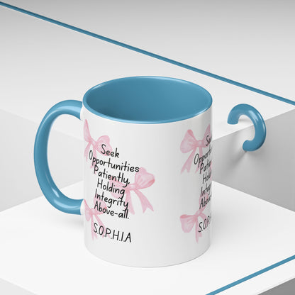 Personalized Pink Bow Accent Coffee Mug