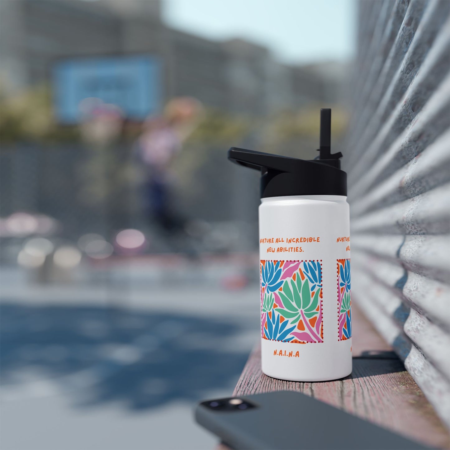 Personalized Initial Quote Floral Momentum Stainless Steel Water Bottle