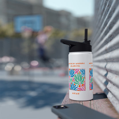 Personalized Initial Quote Floral Momentum Stainless Steel Water Bottle