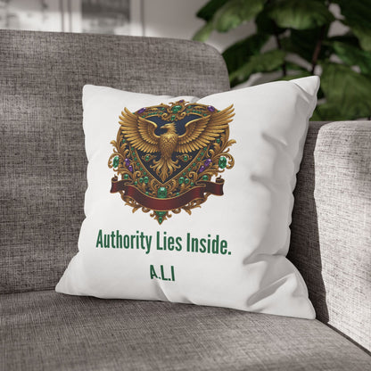 Personalized Initial Quote Eagle — Custom Sayings on Square Poly Canvas Pillowcase