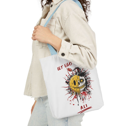 Personalized Initial Quote Split Smile Skull Canvas Tote Custom Name