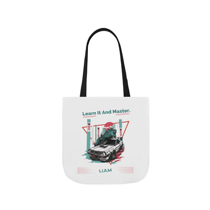 Personalized Initial Quote Dinosaur Car Canvas Tote Custom Name