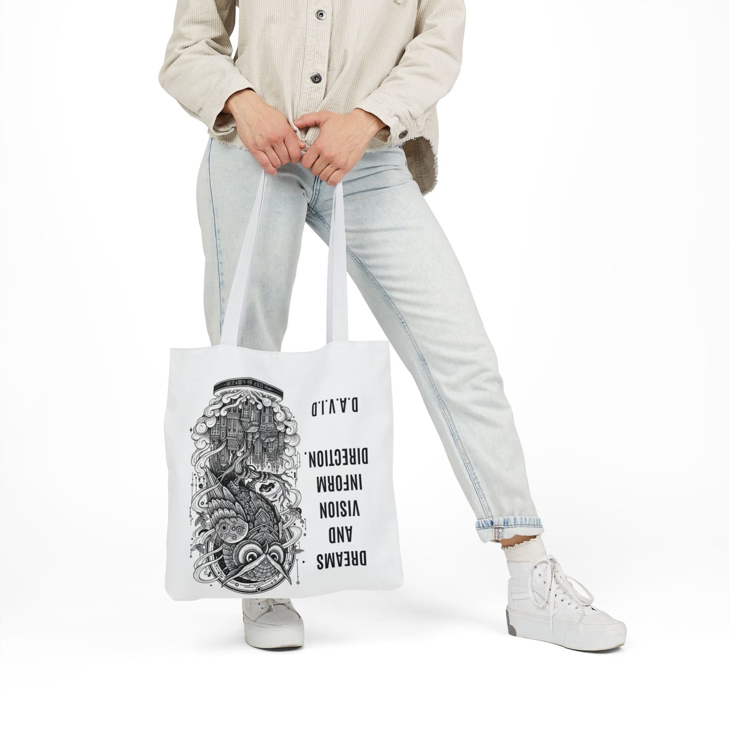 Personalized Initial Quote Owl Vision Canvas Tote Custom Name