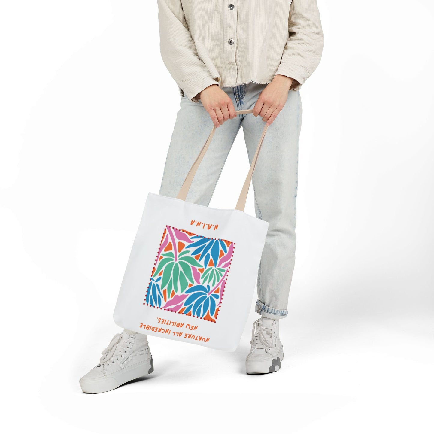 Personalized Initial Quote Colorful Momentum Canvas Tote Custom Name