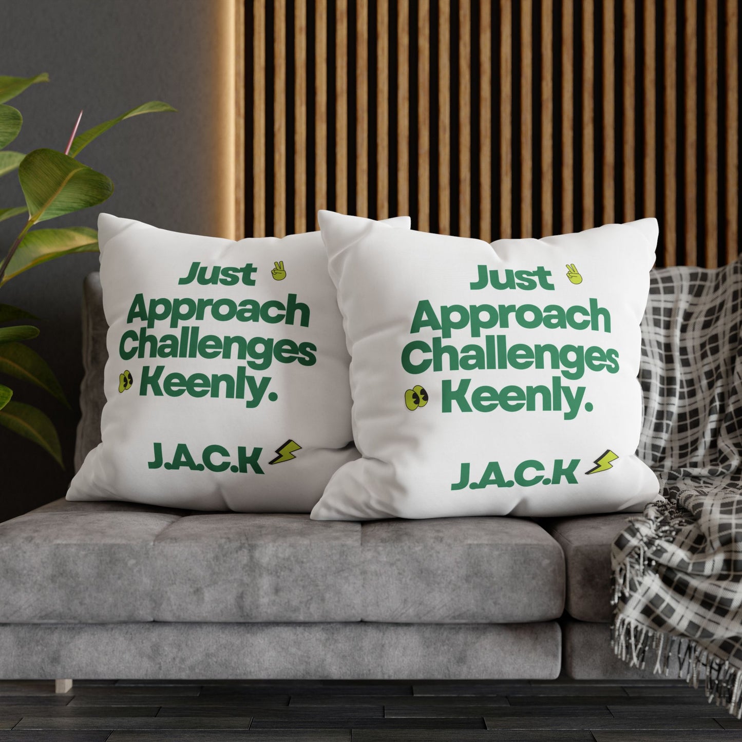 Personalized Initial Quote Simple Note — Custom Sayings on Square Poly Canvas Pillowcase