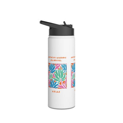 Personalized Initial Quote Floral Momentum Stainless Steel Water Bottle