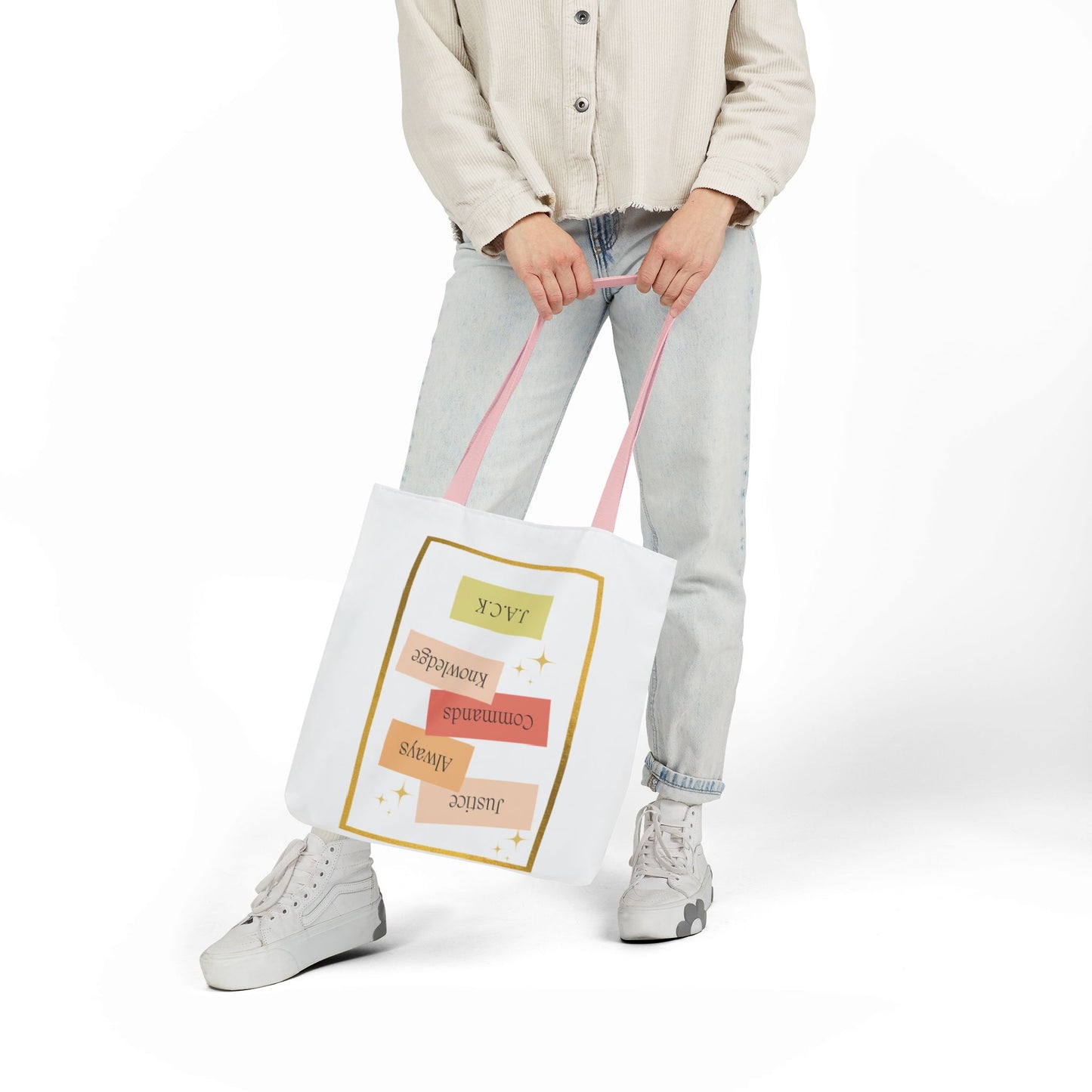 Personalized Initial Quote Inspirational Canvas Tote Custom Name