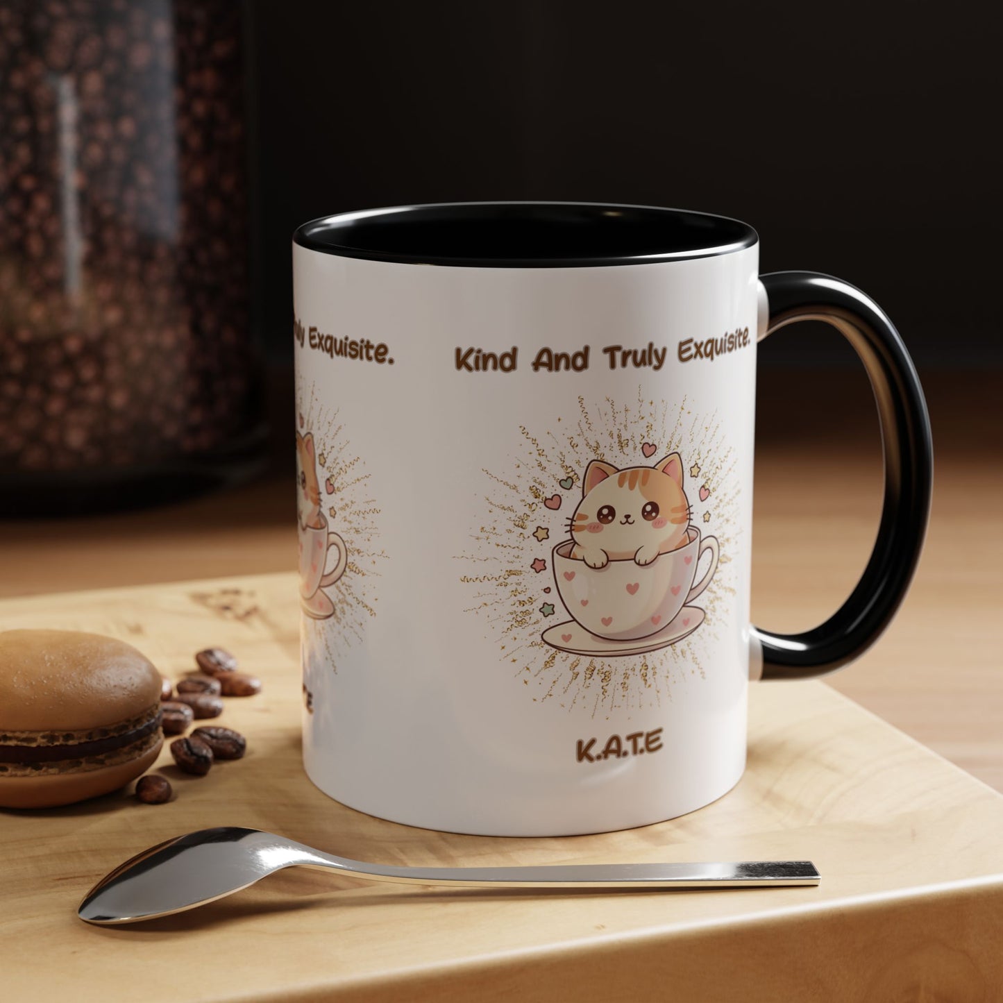 Personalized Initial Exquisite Cat Accent Coffee Mug