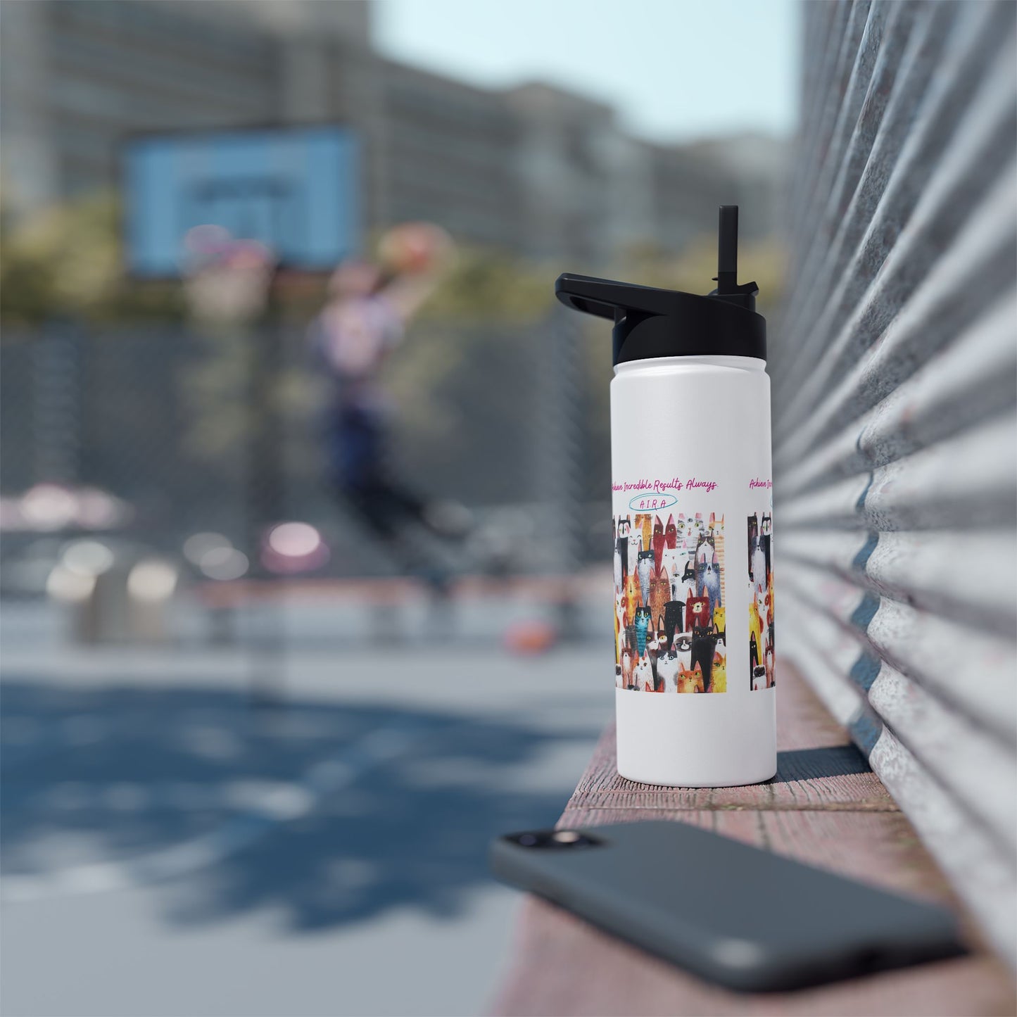 Personalized Initial Quote Cat Collage Stainless Steel Water Bottle