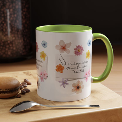 Personalized Floral Clip Note Accent Coffee Mug