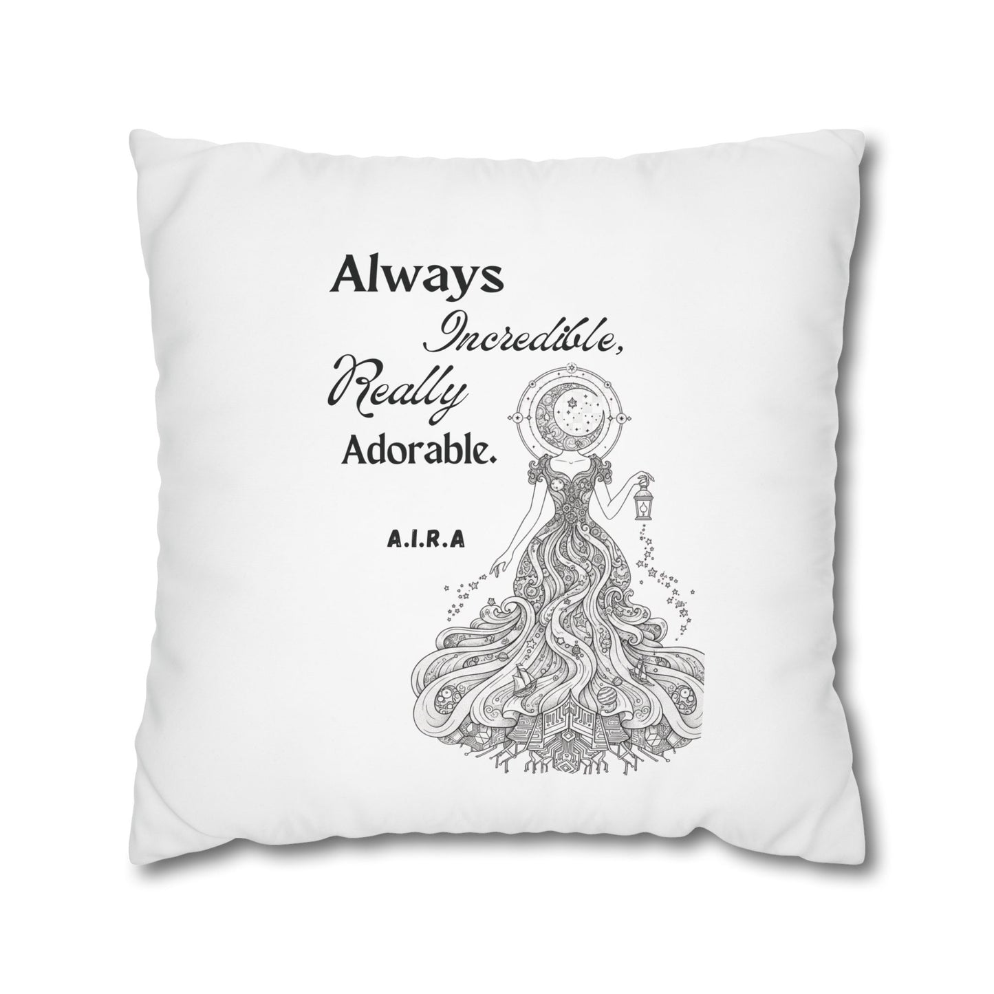 Personalized Initial Quote Light Girl — Custom Sayings on Square Poly Canvas Pillowcase
