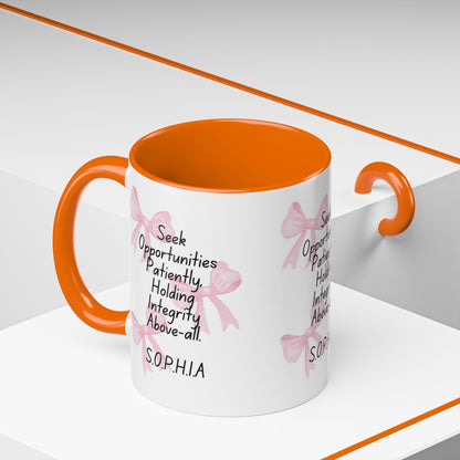 Personalized Pink Bow Accent Coffee Mug